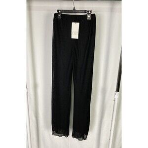 Zara Small Black Stretch Pants Pleated Ruffle Hem Dress NWT